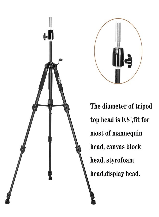 GEXWORLDWIDE 55" Mannequin Tripod Stand Canvas Block Training Doll Manikin Head Wig Stand for Cosmetology Hairdressing (Black) - Image 4